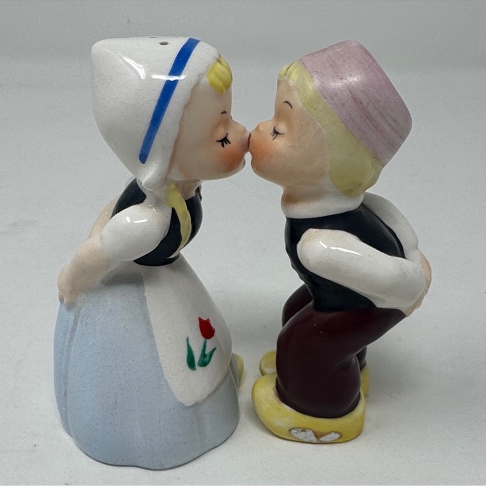 Charming Dutch Kissing Couple Figurine or S&P shakers